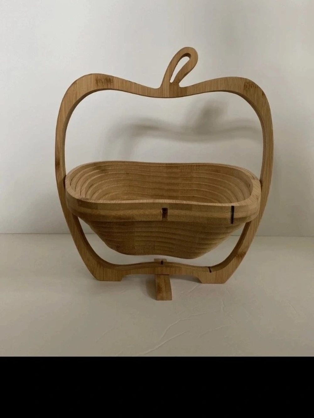 Wooden Apple-Shaped Fruit Basket - Natural Bamboo